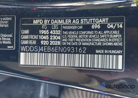 2014 Mercedes-Benz Cla 250 из США, поврежденный, VIN WDDSJ4EB6EN093162